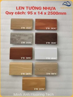 Len Tường Nhựa PVC Giả Vân Gỗ Cao 95mm