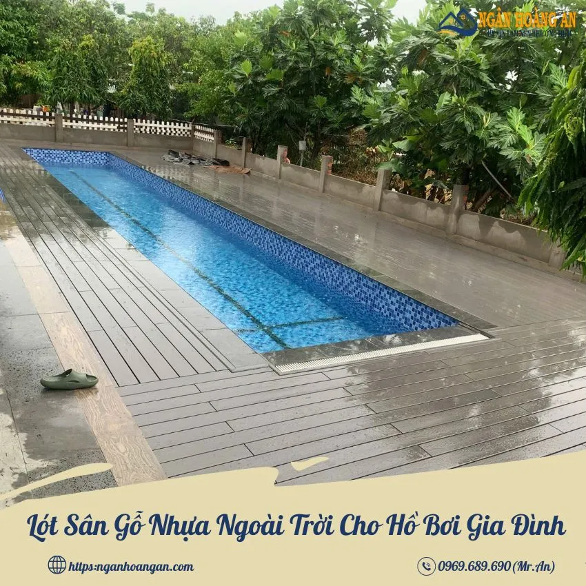 Lót Sân Gỗ Nhựa Ngoài Trời Cho Hồ Bơi Gia Đình
