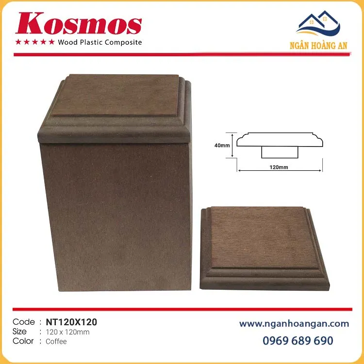 Nắp Chụp Đầu Trụ Pergola Gỗ Nhựa Kosmos NT120X120 Coffee