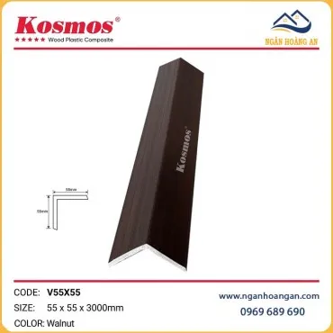 Nẹp Chữ V 2 Da Gỗ Nhựa Ngoài Trời Kosmos V55X55 Walnut