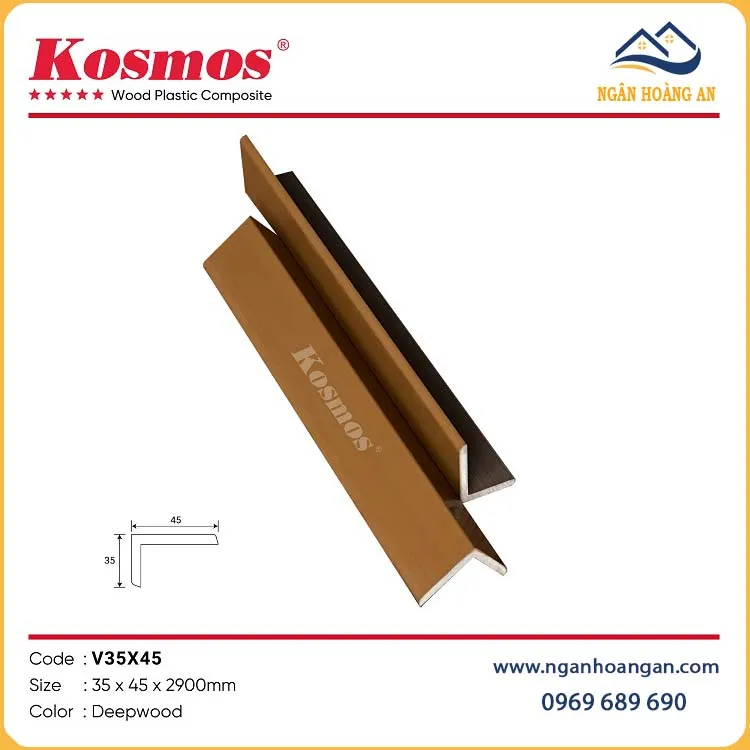 Nẹp Chữ V Gỗ Nhựa Ngoài Trời Kosmos Phủ ASA V35X45 Deepwood Nẹp Chữ V Gỗ Nhựa Ngoài Trời Kosmos Phủ ASA V35X45 Deepwood