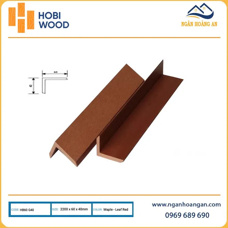 Nẹp Chữ V40x60 Ngoài Trời Hobiwood HB60G40 Maple-Leaf Red