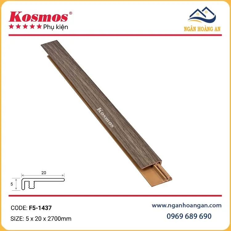Nẹp F Kết Thúc Sàn Nhựa Giả Gỗ Kosmos F5-1437