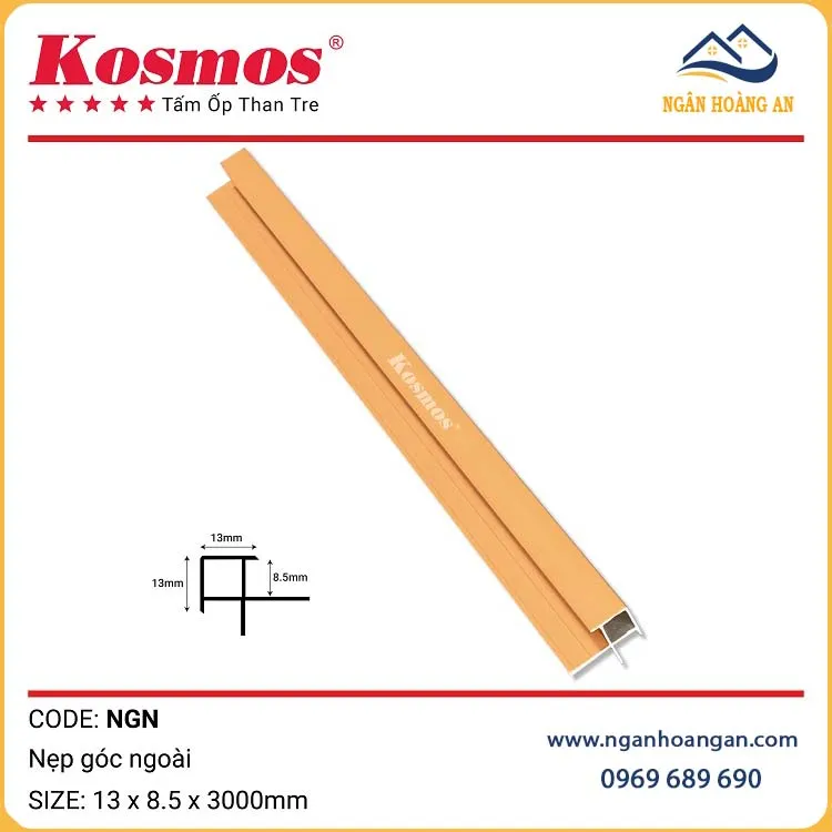 Nẹp Góc Ngoài Tấm Ốp Than Tre Kosmos Màu Vàng