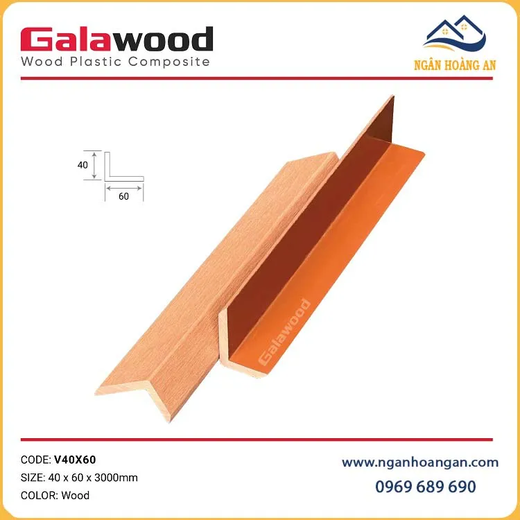 Nẹp Góc V Gỗ Nhựa Ngoài Trời Galawood V40X60 Wood Nẹp Góc V Gỗ Nhựa Ngoài Trời Galawood V40X60 Wood