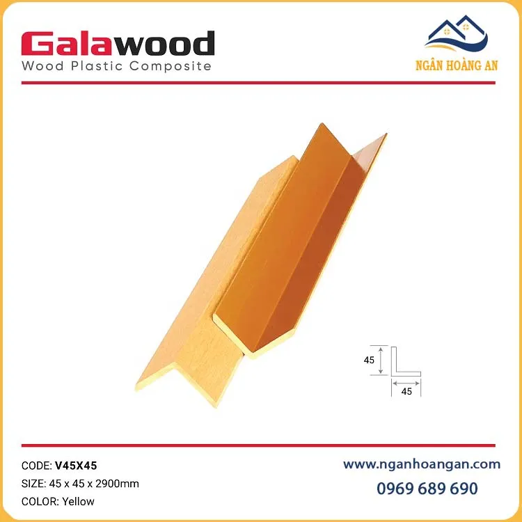 Nẹp Góc V Gỗ Nhựa Ngoài Trời Galawood V45X45 Yellow