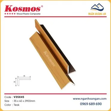 Nẹp Góc V Gỗ Nhựa Ngoài Trời Kosmos Phủ ASA V35X45 Teak