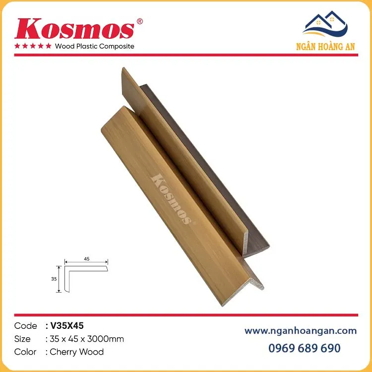 Nẹp Góc V Ngoài Trời Kosmos Phủ ASA V35X45 Cherry Wood