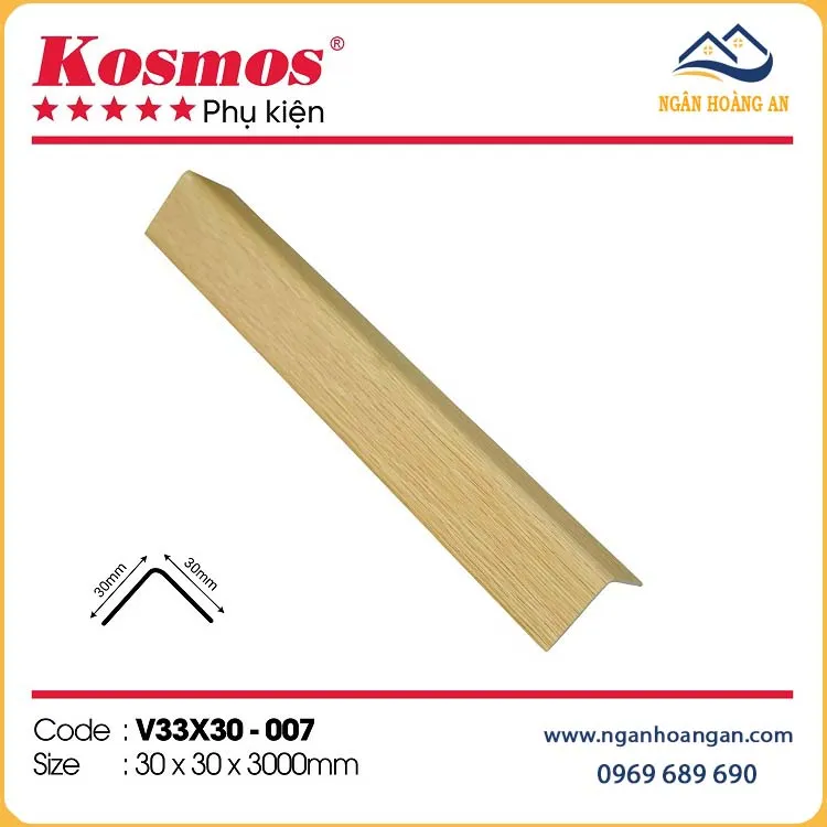Nẹp Góc V Nhựa Giả Gỗ Kosmos V33x30-007