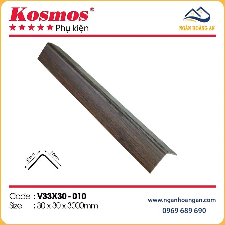 Nẹp Góc V Nhựa Giả Vân Gỗ Kosmos V33x30-010