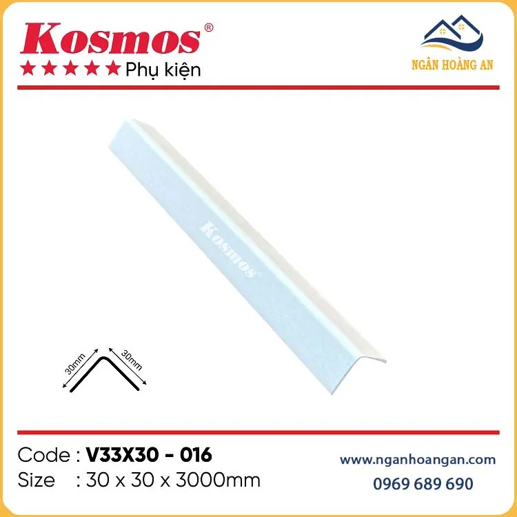 Nẹp Góc V Nhựa Giả Vân Vải Trắng Kosmos V33x30-016