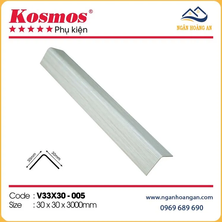 Nẹp Góc V Nhựa Màu Trắng Giả Gỗ Kosmos V33x30-005