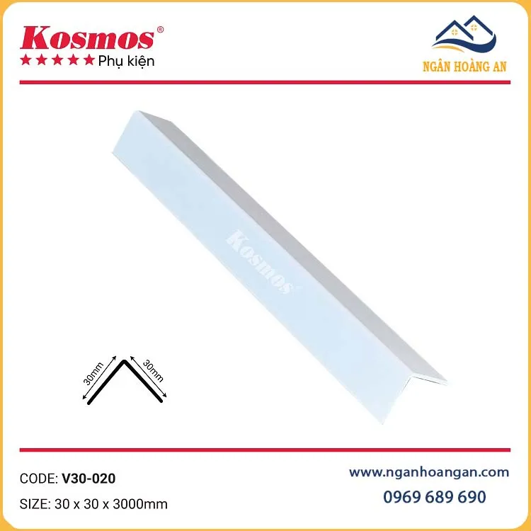 Nẹp Góc V Nhựa Màu Trắng Trơn Kosmos V30-020