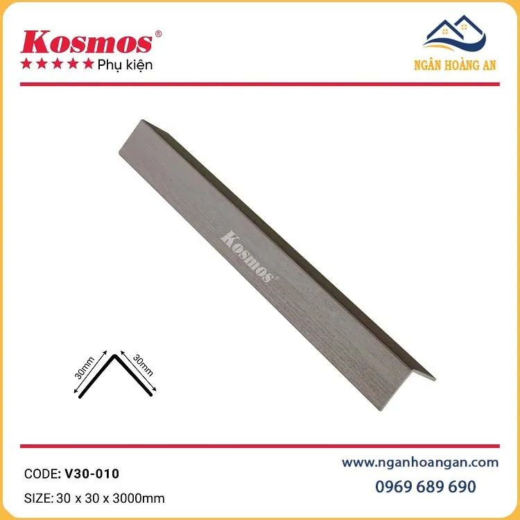 Nẹp Góc V Nhựa Màu Xám Kosmos V30-010 Nẹp Góc V Nhựa Màu Xám Kosmos V30-010