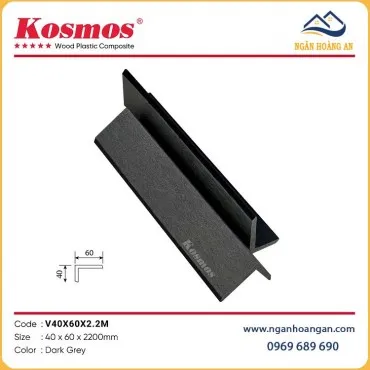 Nẹp Góc V Sàn Gỗ Nhựa Ngoài Trời Kosmos V40X60X2.2M Dark Grey