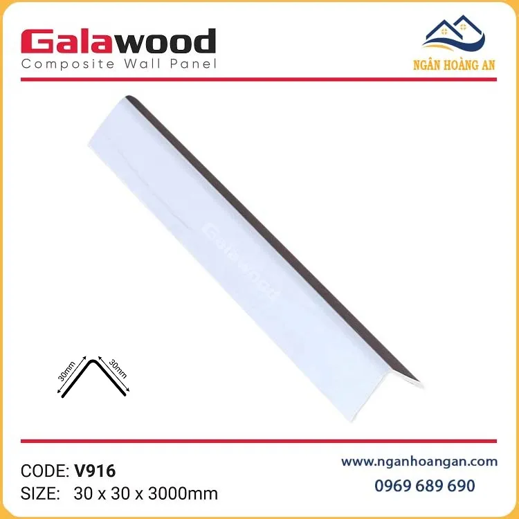 Nẹp GócV30x30 Nhựa Màu Trắng Galawood V916
