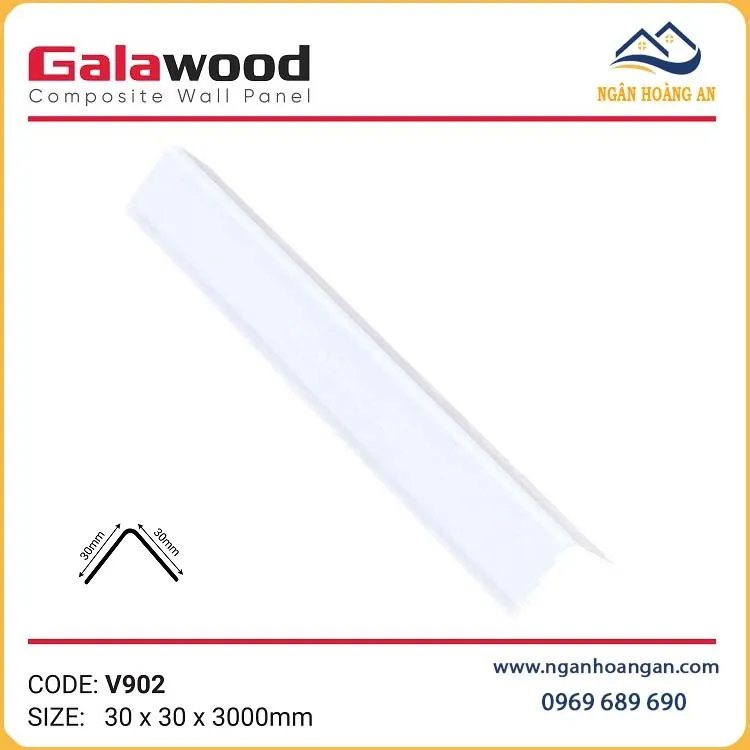 Nẹp Góc V30x30 Nhựa Màu Trắng Trơn Galawood V902