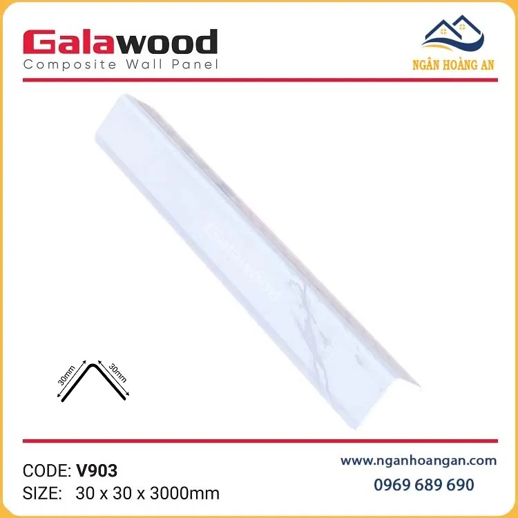 Nẹp Góc V30x30 Nhựa Màu Trắng Vân Đá Galawood V903