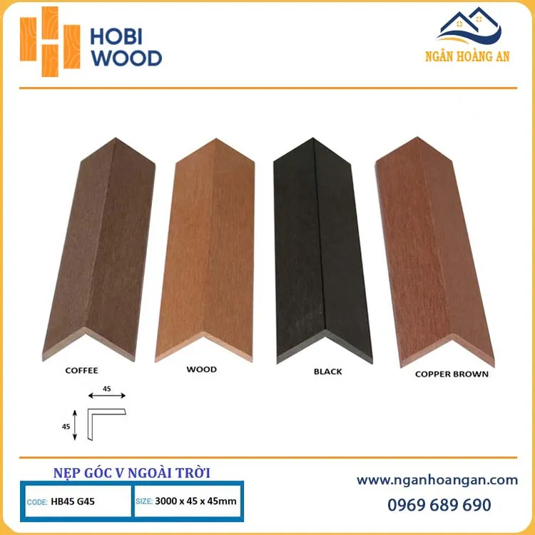 Nẹp Góc V45x45 Gỗ Nhựa Ngoài Trời Hobiwood HB45G45