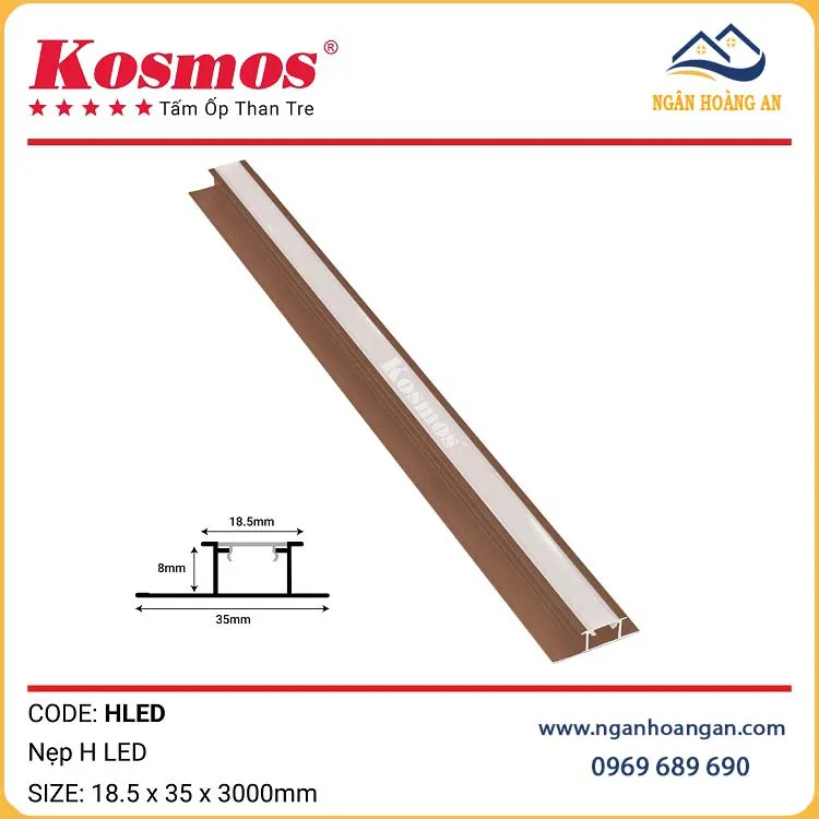 Nẹp H LED Nối Tấm Ốp Than Tre Kosmos HLED Sâm Panh Nẹp H LED Nối Tấm Ốp Than Tre Kosmos HLED Sâm Panh