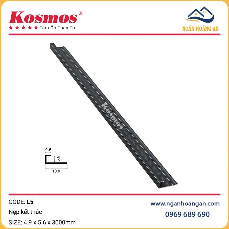 Nẹp Kết Thúc Góc Tấm Ốp Than Tre Kosmos 5mm L5 Đen Nẹp Kết Thúc Góc Tấm Ốp Than Tre Kosmos 5mm L5 Đen