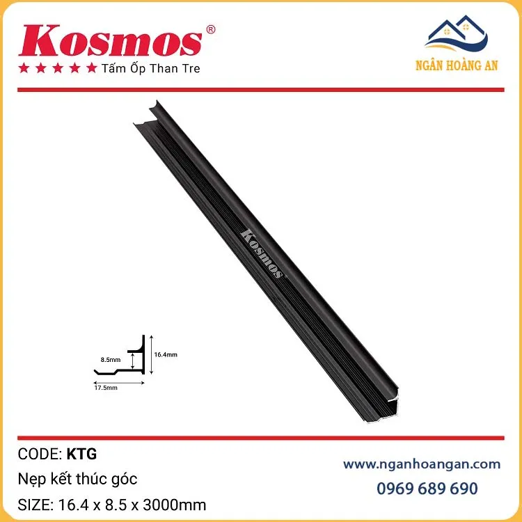 Nẹp Kết Thúc Góc Tấm Ốp Than Tre Kosmos Màu Đen Nẹp Kết Thúc Góc Tấm Ốp Than Tre Kosmos Màu Đen