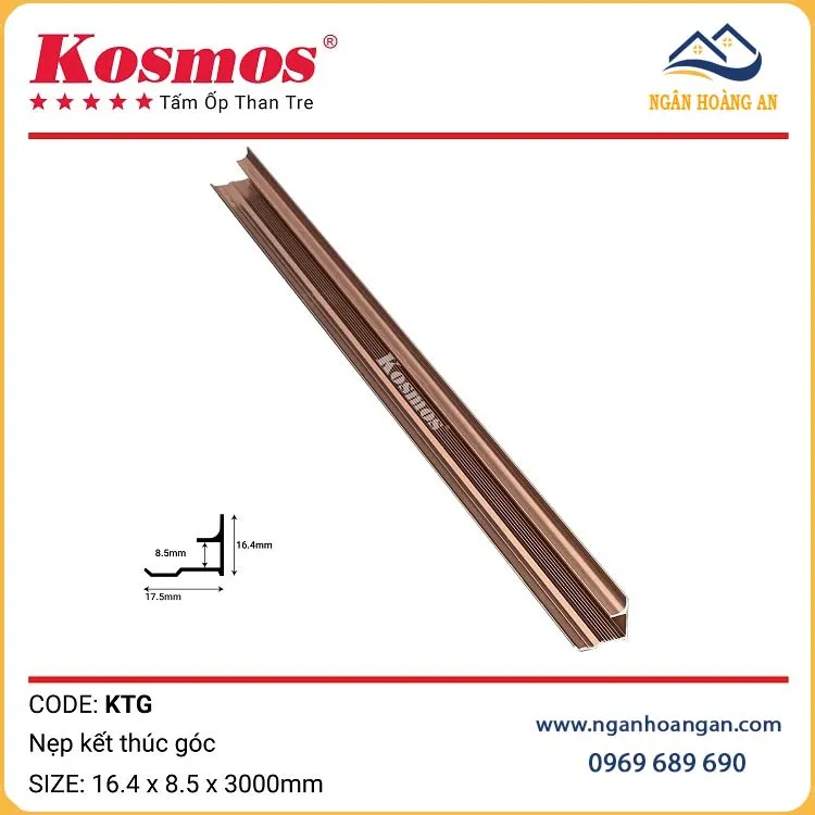 Nẹp Kết Thúc Góc Tấm Ốp Than Tre Kosmos Màu Sâm Panh