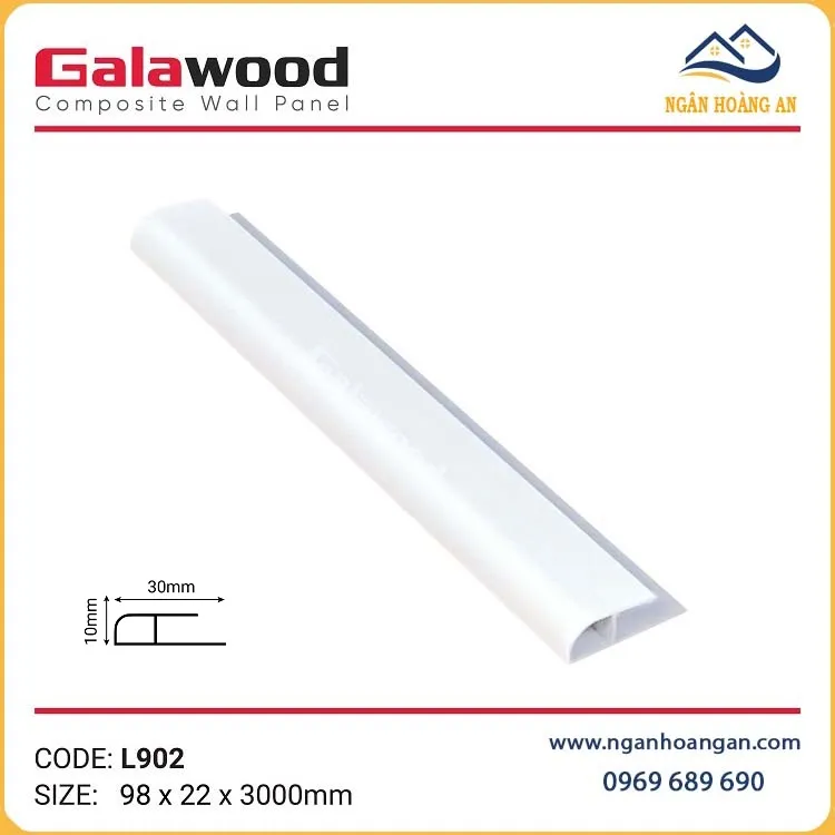 Nẹp Kết Thúc Tấm Ốp Tường Galawood L902 Màu Trắng Trơn