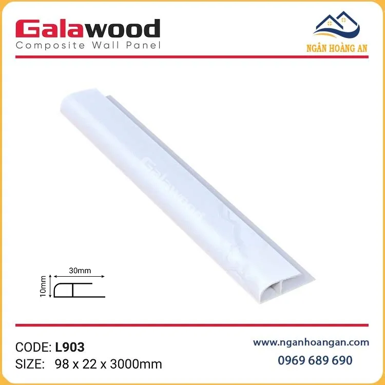 Nẹp Kết Thúc Tấm Ốp Tường Galawood L903 Màu Vân Đá Trắng