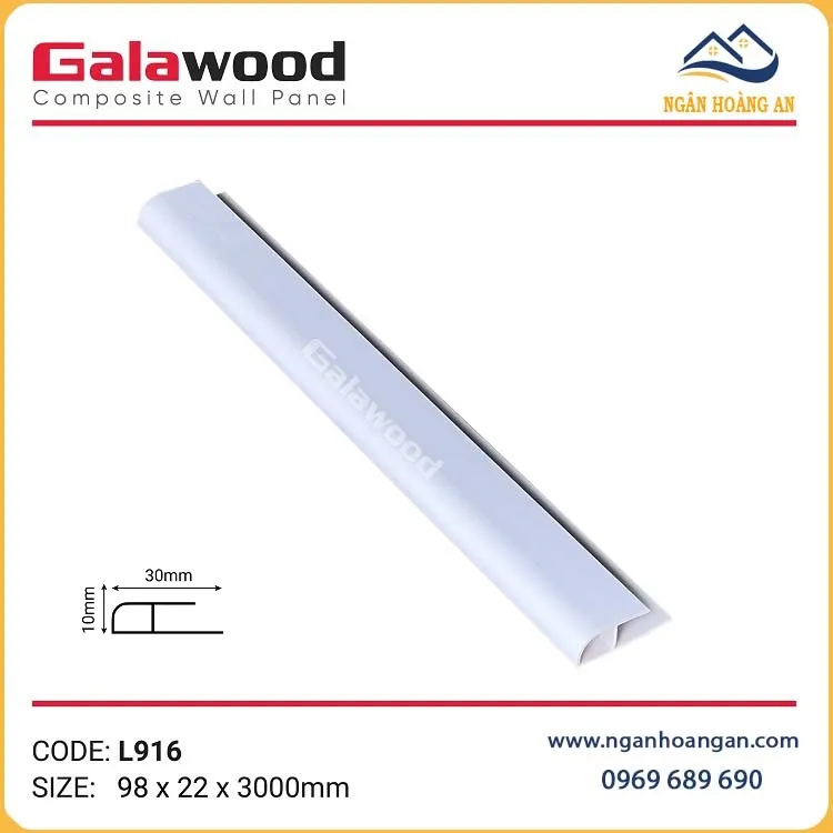 Nẹp Kết Thúc Tấm Ốp Tường Galawood L916 Màu Trắng Trơn