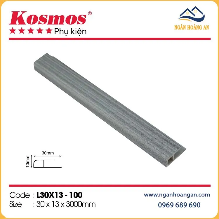 Nẹp Kết Thúc Tấm Ốp Tường Kosmos L30x13-100 Màu Xám Giả Gỗ