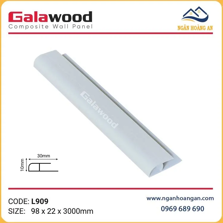 Nẹp Kết Thúc Tấm Ốp Tường Màu Trắng Galawood L909