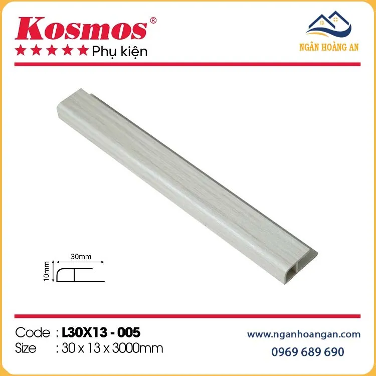 Nẹp Kết Thúc Tấm Ốp Tường Màu Trắng Kosmos L30x13-005