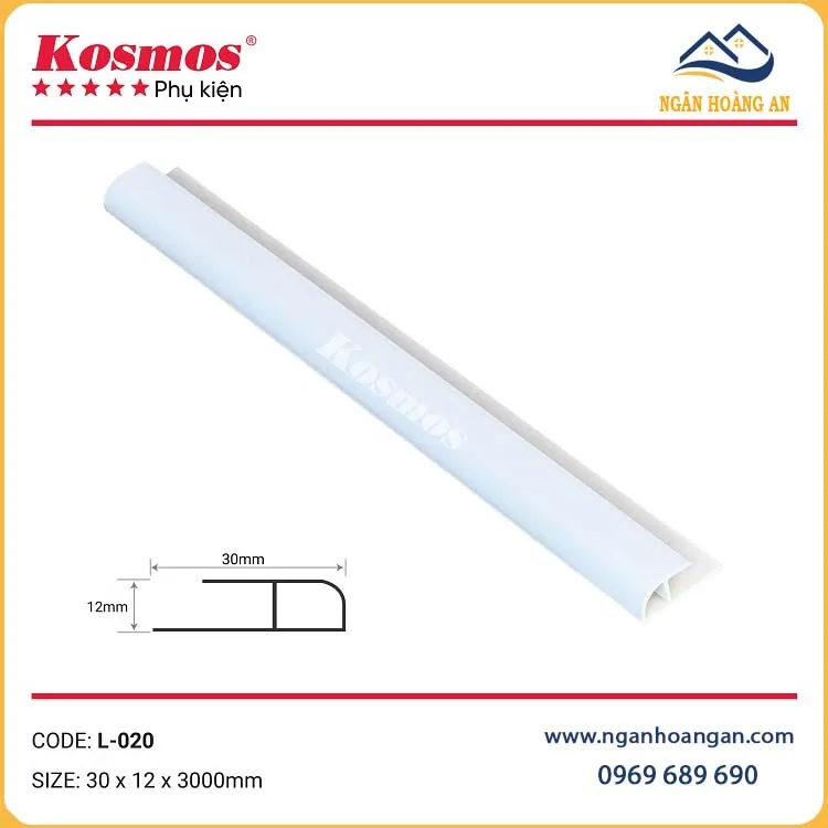 Nẹp Kết Thúc Tấm Ốp Tường Màu Trắng Trơn Kosmos L-020