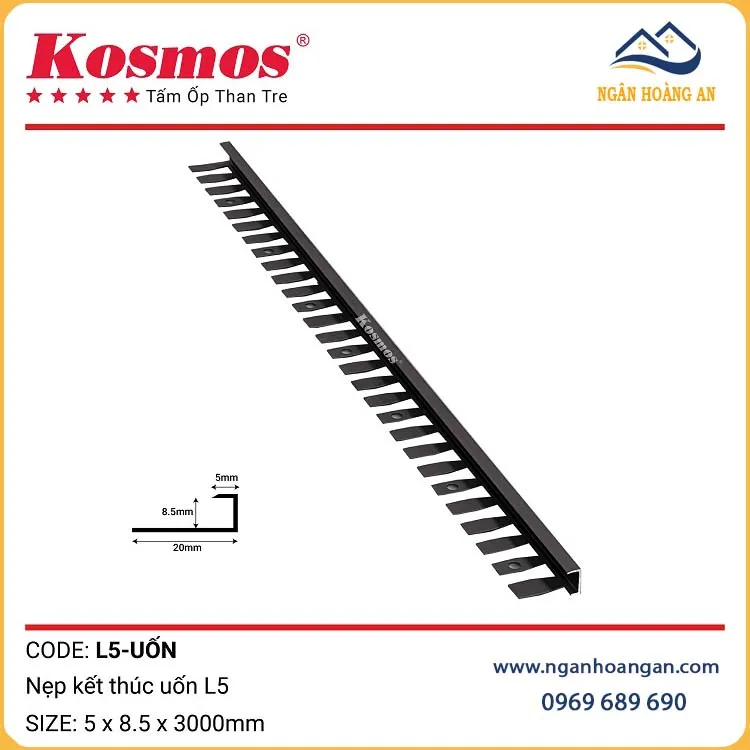 Nẹp Kết Thúc Uốn L5 Tấm Ốp Than Tre Kosmos Màu Đen
