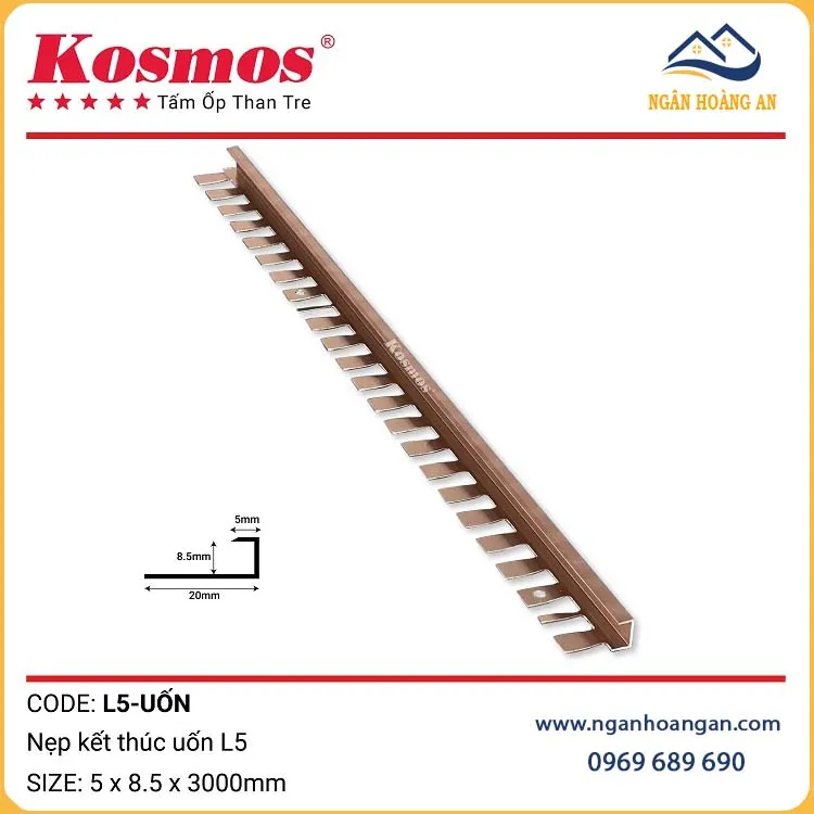 Nẹp Kết Thúc Uốn L5 Tấm Ốp Than Tre Kosmos Màu Sâm Panh
