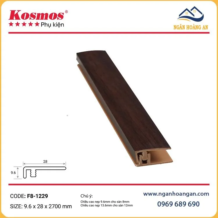 Nẹp Nhựa F Kết Thúc Sàn Gỗ Kosmos F8-1229