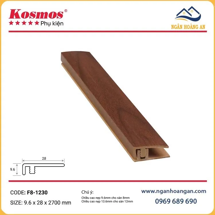 Nẹp Nhựa F Kết Thúc Sàn Gỗ Kosmos F8-1230