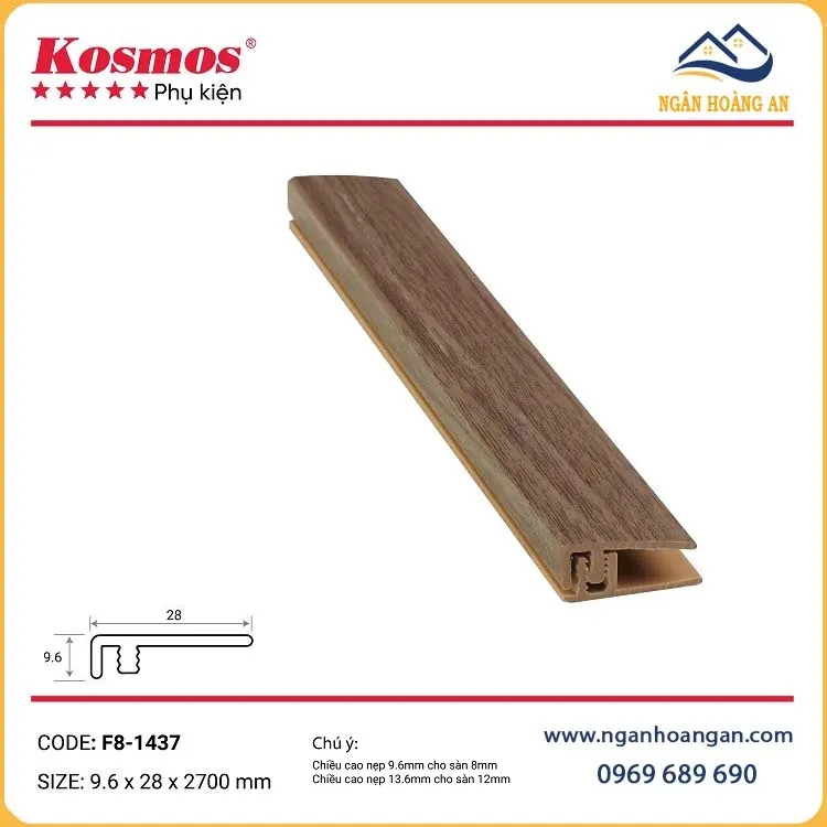 Nẹp Nhựa F Kết Thúc Sàn Gỗ Kosmos F8-1437