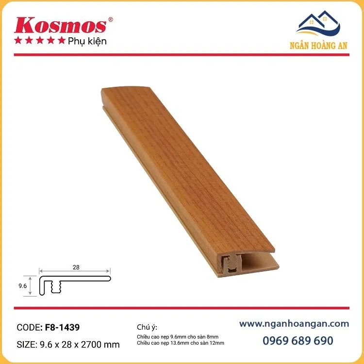 Nẹp Nhựa F Kết Thúc Sàn Gỗ Kosmos F8-1439