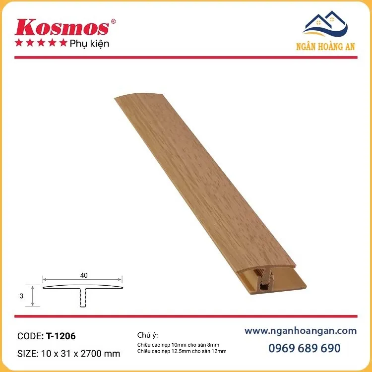 Nẹp Nhựa T Kết Nối Sàn Gỗ Sàn Nhựa Kosmos T-1206