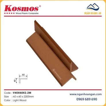 Nẹp V Gỗ Nhựa Ngoài Trời Kosmos V40X60X2.2M Light Wood
