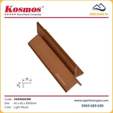 Nẹp V Gỗ Nhựa Ngoài Trời Kosmos V40X60X3M Light Wood