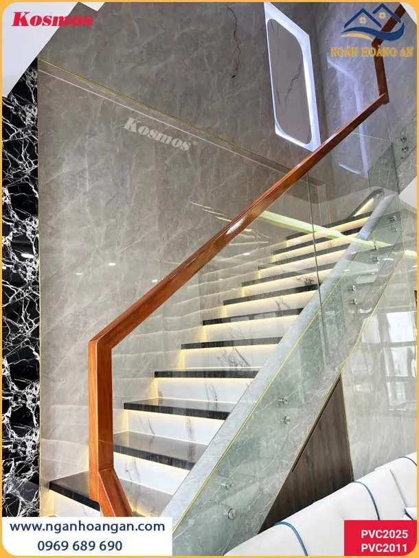 Ốp Tường Tấm Nhựa PVC Giả Đá Cho Cầu Thang Với Phong Cách Hiện Đại