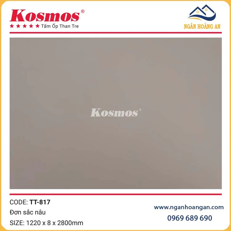 Tấm Ốp Đa Năng Sợi Than Tre Đơn Sắc Nâu Kosmos TT-817
