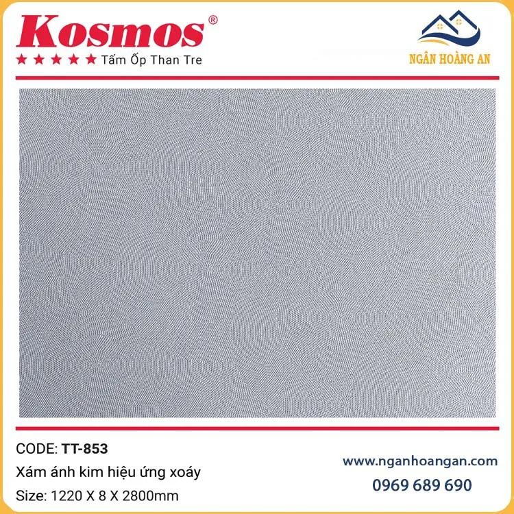 Tấm Ốp Đa Năng Sợi Than Tre Kosmos TT-853 Xám Ánh Kim Tấm Ốp Đa Năng Sợi Than Tre Kosmos TT-853 Xám Ánh Kim