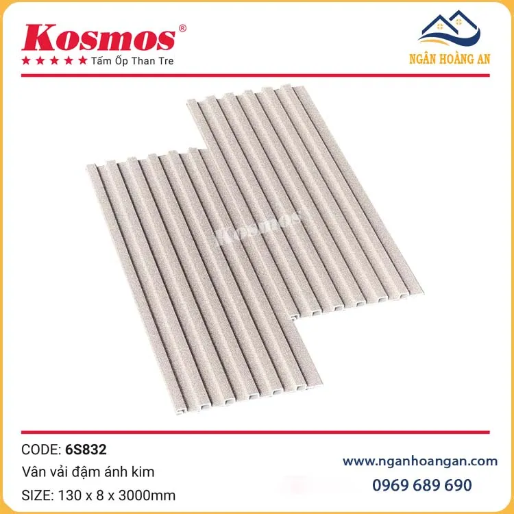 Tấm Ốp Lam Sóng Than Tre Kosmos 6S832 Vân Vải Ánh Kim
