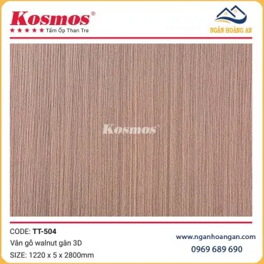 Tấm Ốp Than Tre Kosmos TT-504 Vân Gỗ Walnut 3D Dày 5mm