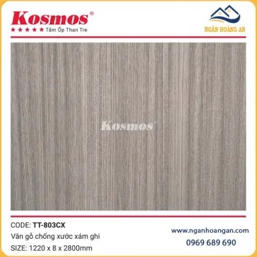 Tấm Ốp Than Tre Kosmos TT-803CX Vân Gỗ Xám Ghi
