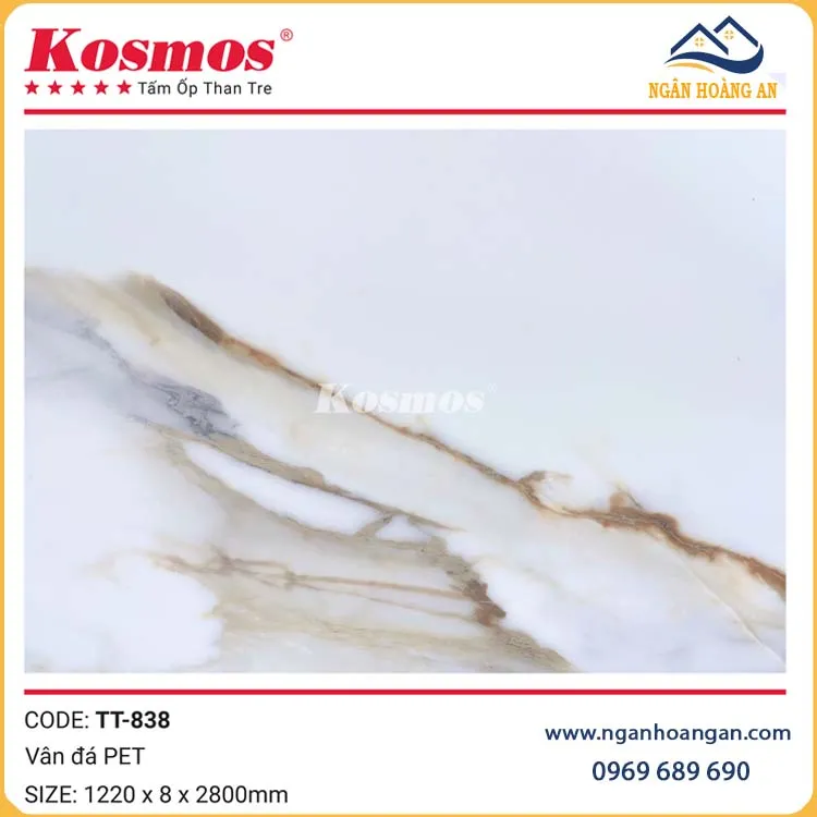 Tấm Than Tre Ốp Tường Vân Đá PET Kosmos TT-838